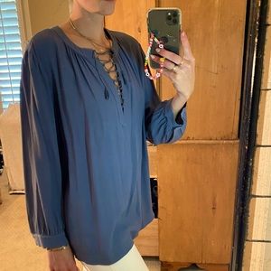 MADEWELL lace up, blue, flown top